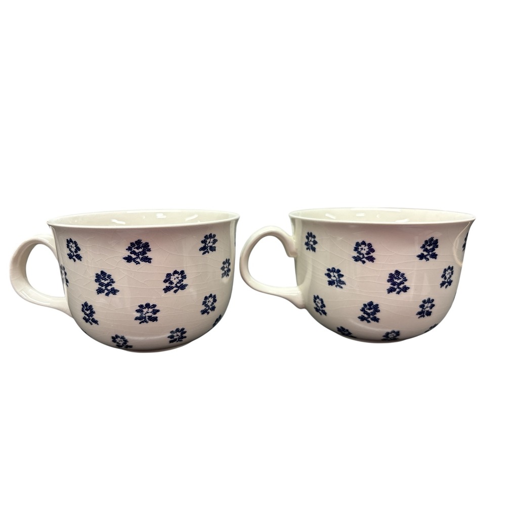 VTG Ralph Lauren Nellie Denimware Blue Floral Cup and Saucer Set of 2 England - Picture 2 of 15